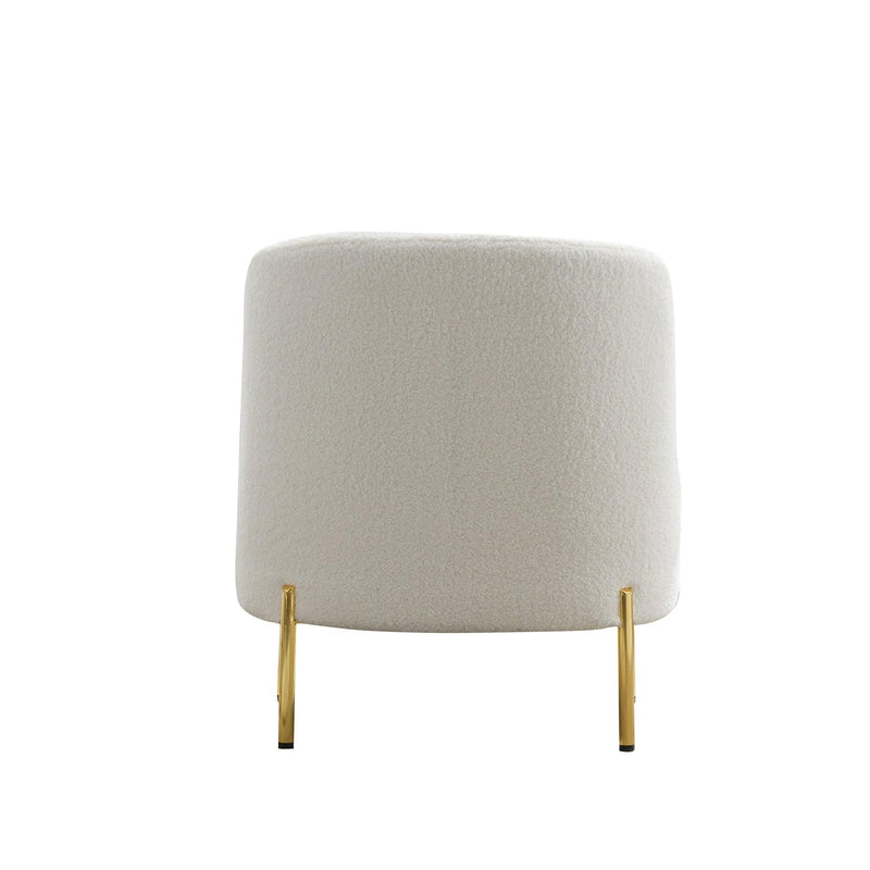 28.4"W Accent Chair Upholstered Curved Backrest Reading Chair Single Sofa Leisure Club Chair with Golden Adjustable Legs For Living Room Bedroom Dorm Room (Ivory Boucle)