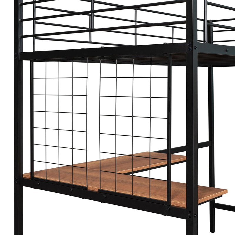 Twin Metal Loft Bed with Desk and Metal Grid,Black - Urban Living Furniture (Los Angeles, CA)