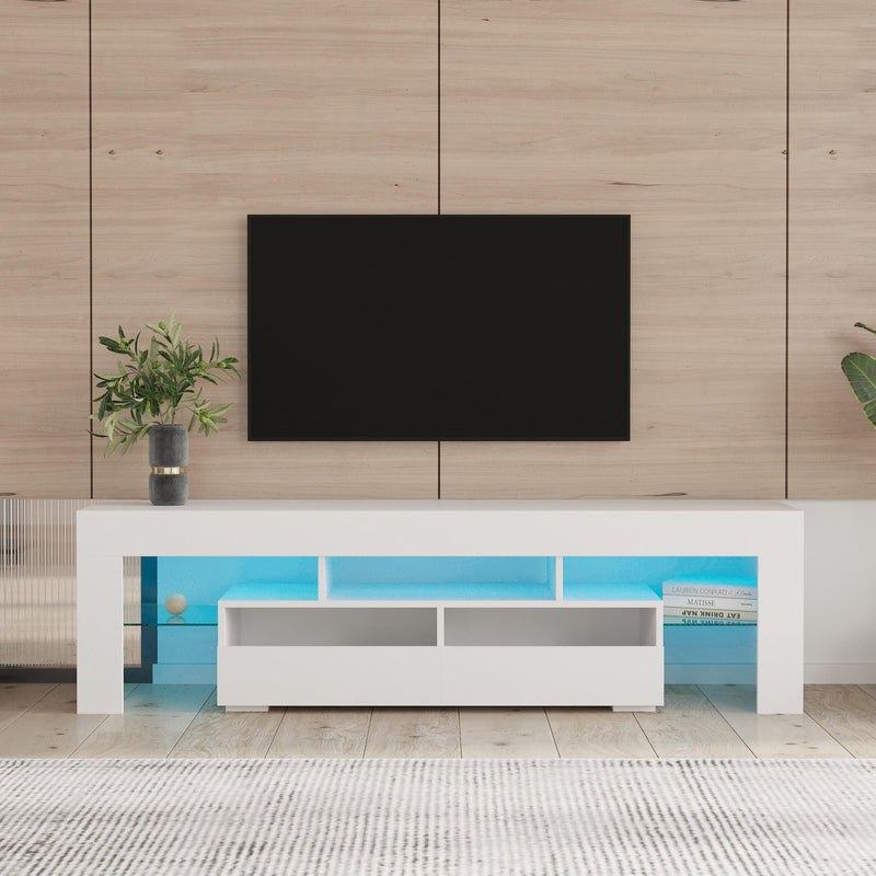 Living Room Furniture TV Stand Cabinet with 2 Drawers & 2 open shelves,20-color RGB LED lights with remote,White - Urban Living Furniture (Los Angeles, CA)