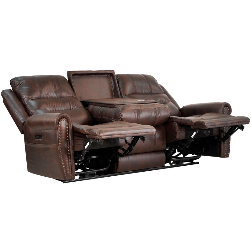 Slora Leather Gel Brown Power Reclining 81.5" Sofa With Power Headrest and Dropdown Center Table ( Sofa ) - Urban Living Furniture (Los Angeles, CA)