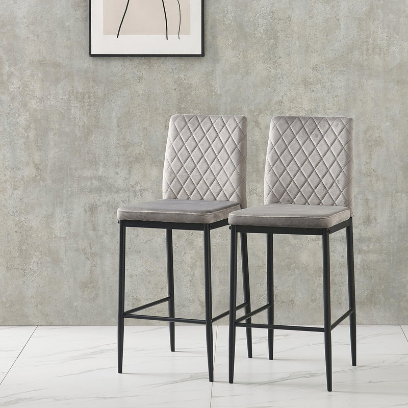 light gray bar stool, velvet stool,Modern bar chair, bar stool with metal legs, kitchen stool, dining chair, 2-piece set - Urban Living Furniture (Los Angeles, CA)