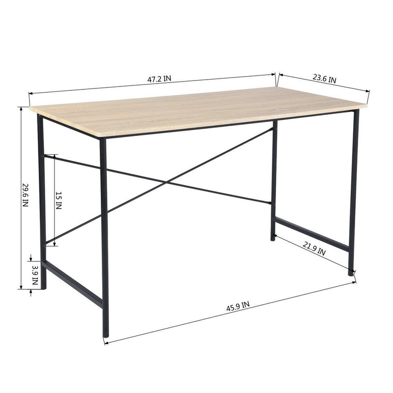 47.2“W x 23.6”D x 29.6“H Metal Frame Home Office Writing Desk - Oak & Black - Urban Living Furniture (Los Angeles, CA)