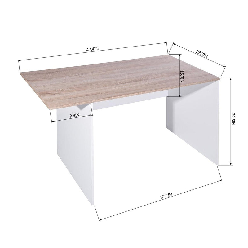 47.4" L Computer Desk with movable bookcase, oak & white