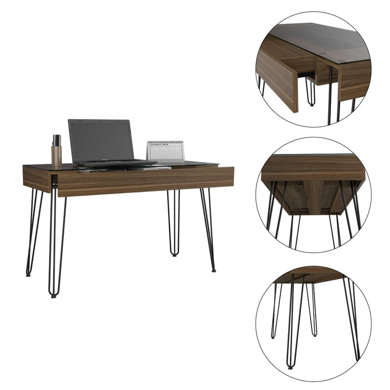 Posey 1-Drawer Rectangle Writing Desk with Hairpin Legs Mahogany - Urban Living Furniture (Los Angeles, CA)