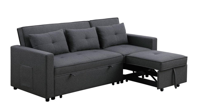 Zoey Dark Gray Linen Convertible Sleeper Sofa with Side Pocket - Urban Living Furniture (Los Angeles, CA)