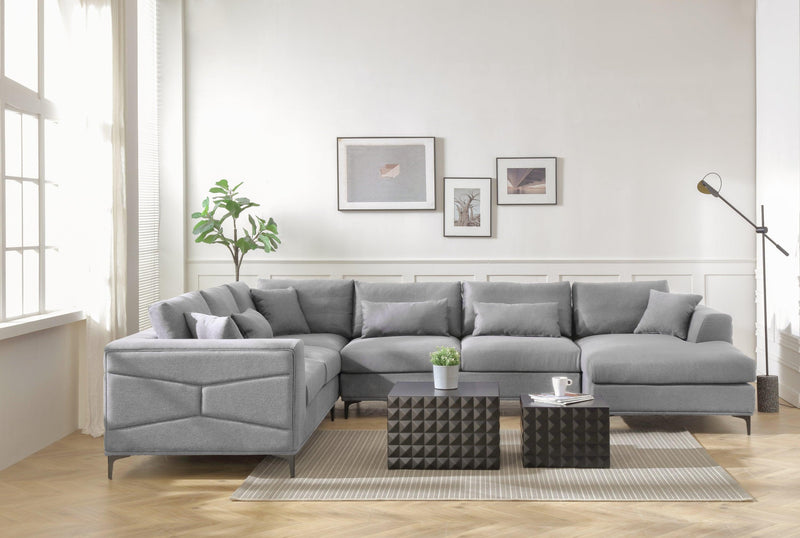 Large Sectional Sofa,145"(L)x117"(W) Classic Look with Tufted Pattern on Outer Armrest and Back, Grey - Urban Living Furniture (Los Angeles, CA)