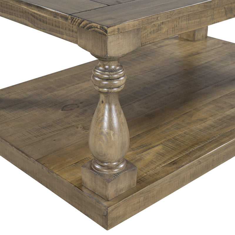 Rustic Floor Shelf Coffee Table withStorage,Solid Pine Wood (As same As WF287269AAD) - Urban Living Furniture (Los Angeles, CA)