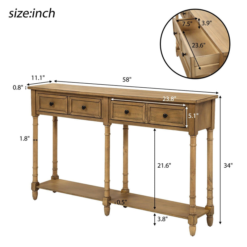 Console Table Sofa Table Easy Assembly with TwoStorage Drawers and Bottom Shelf for Living Room, Entryway (Old Pine) - Urban Living Furniture (Los Angeles, CA)