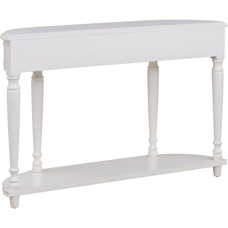 Retro Circular Curved Design Console Table with Open Style Shelf Solid Wooden Frame and Legs Two Top Drawers (Antique White) - Urban Living Furniture (Los Angeles, CA)