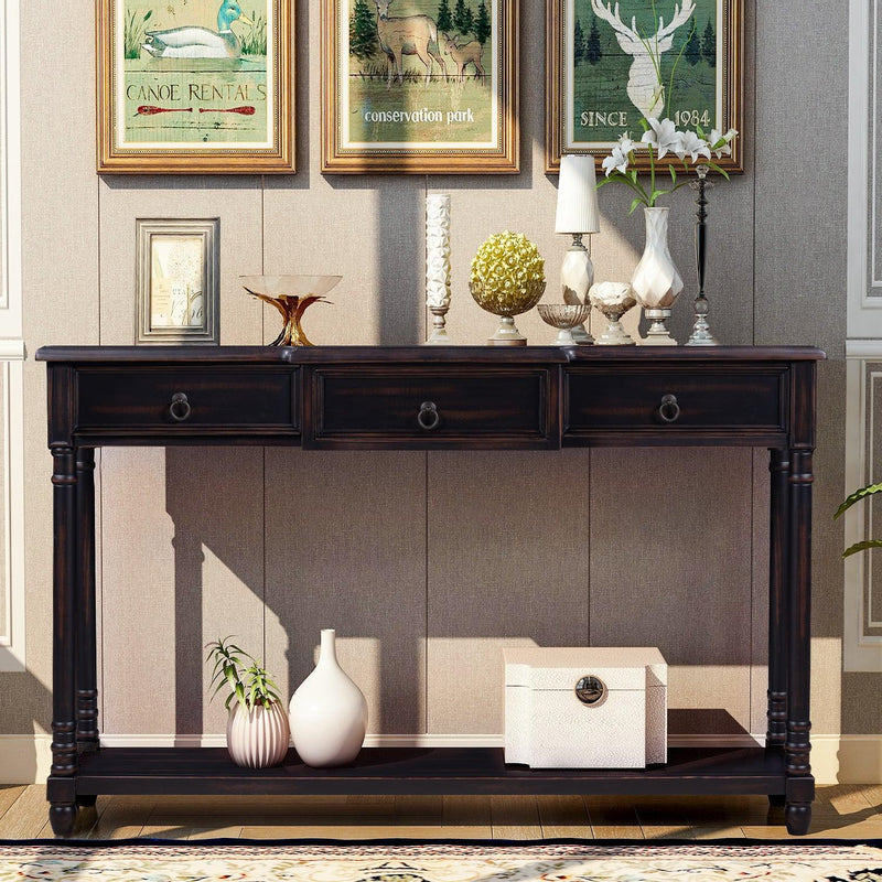 Console Table Sofa Table with Drawers for Entryway with Projecting Drawers and Long Shelf (Espresso) - Urban Living Furniture (Los Angeles, CA)