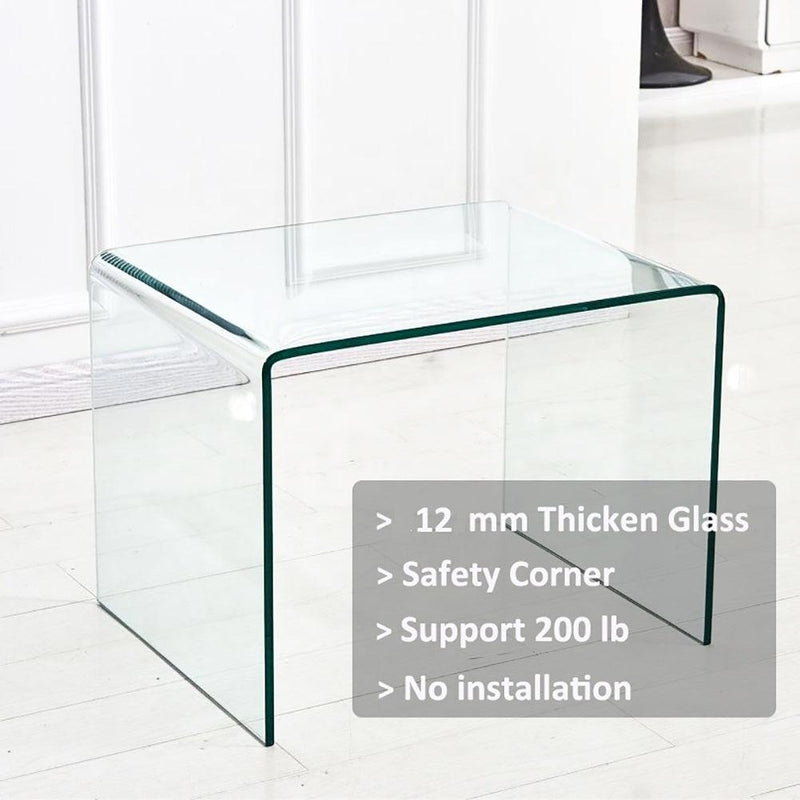 Small Clear Glass Side & End Table, Tempered Glass End Table Small Coffee Table - Urban Living Furniture (Los Angeles, CA)