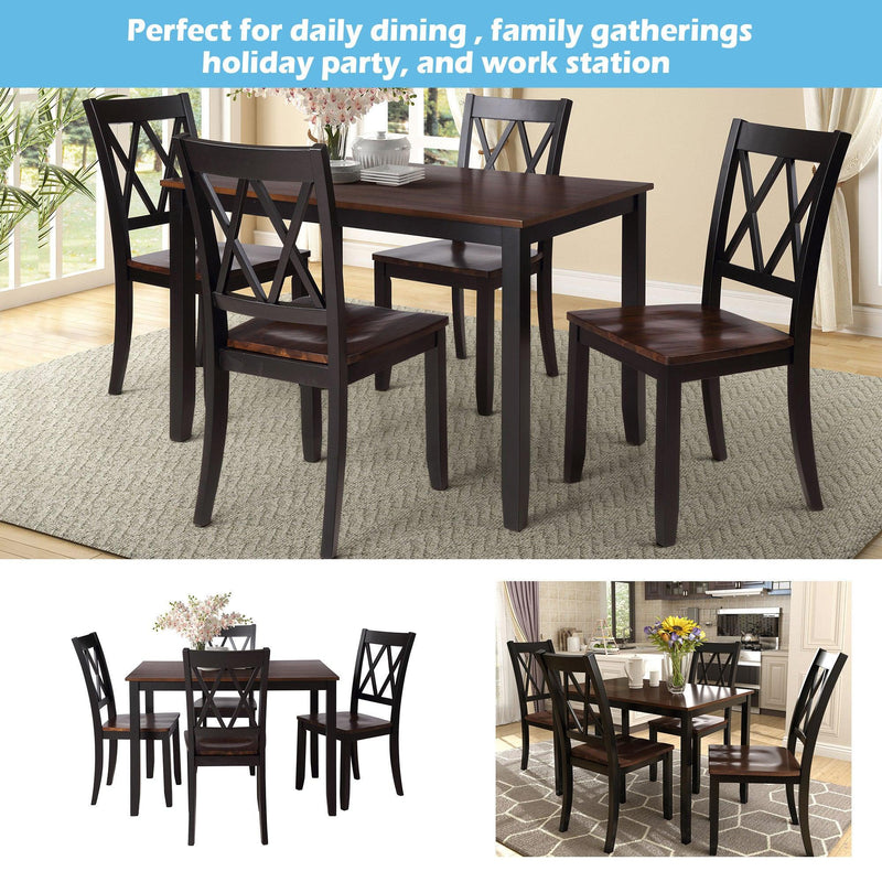 5-Piece Dining Table Set Home Kitchen Table and Chairs Wood Dining Set (Black+Cherry) - Urban Living Furniture (Los Angeles, CA)