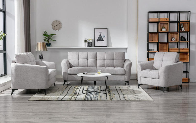 Callie Light Gray Velvet Fabric Sofa Loveseat Chair Living Room Set - Urban Living Furniture (Los Angeles, CA)