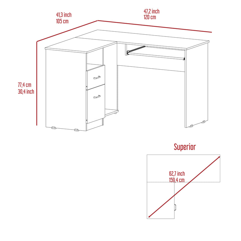 Glendale 2-Drawer 1-Shelf L-Shaped Computer Desk Black Wengue - Urban Living Furniture (Los Angeles, CA)