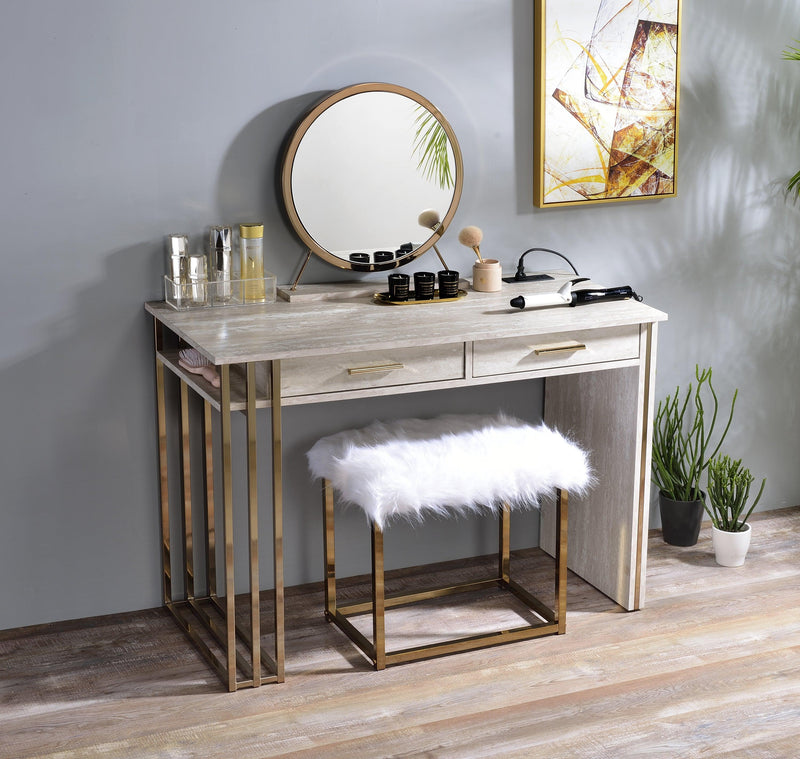 ACME Tyeid Vanity Desk w/USB in Antique White & Gold Finish AC00898 - Urban Living Furniture (Los Angeles, CA)