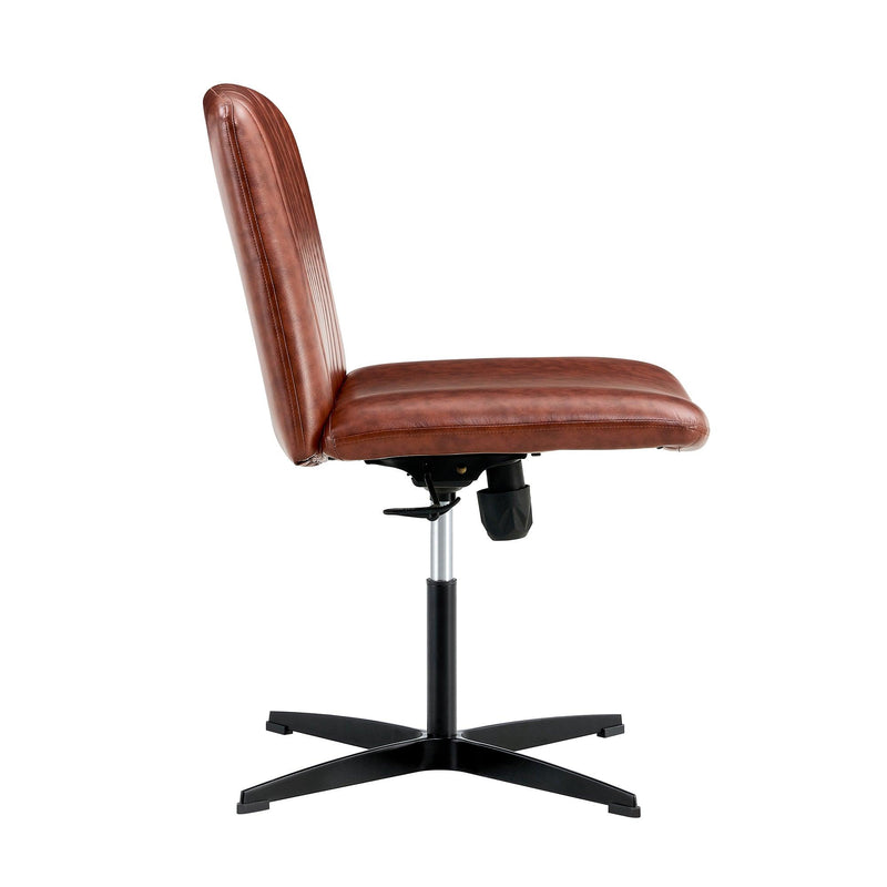 Office chair Brown PU Material. Home Computer Chair Office Chair Adjustable 360 °Swivel Cushion Chair With Black Foot Swivel Chair Makeup Chair Study Desk Chair. No Wheels - Urban Living Furniture (Los Angeles, CA)