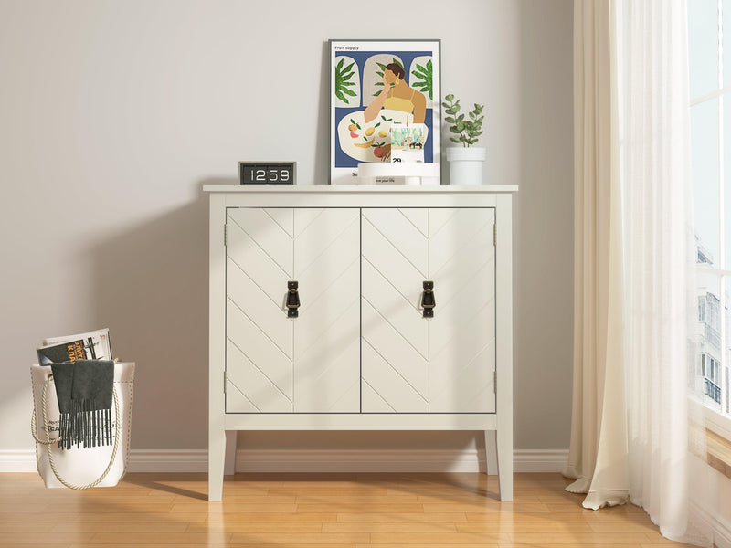 2 Door Wooden Cabinets, Off-white Wood Cabinet Vintage  Style Sideboard for Living Room Dining Room Office - Urban Living Furniture (Los Angeles, CA)