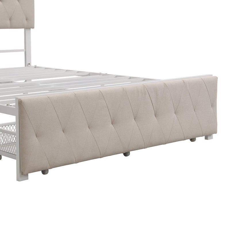 Full SizeStorage Bed Metal Platform Bed with a Big Drawer - Beige - Urban Living Furniture (Los Angeles, CA)