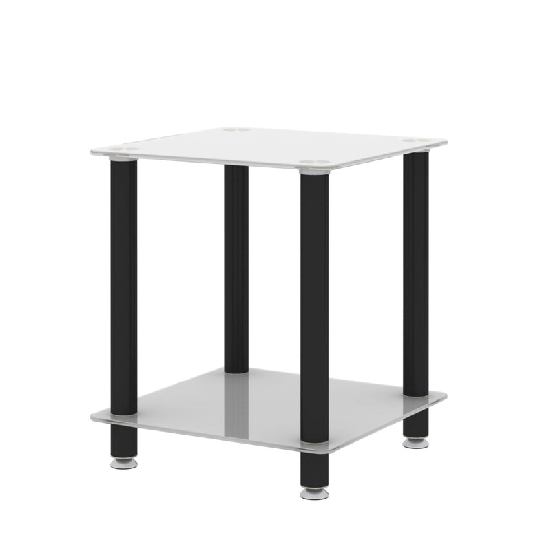1-Piece White+Black Side Table , 2-Tier Space End Table ,Modern Night Stand, Sofa table, Side Table withStorage Shelve
