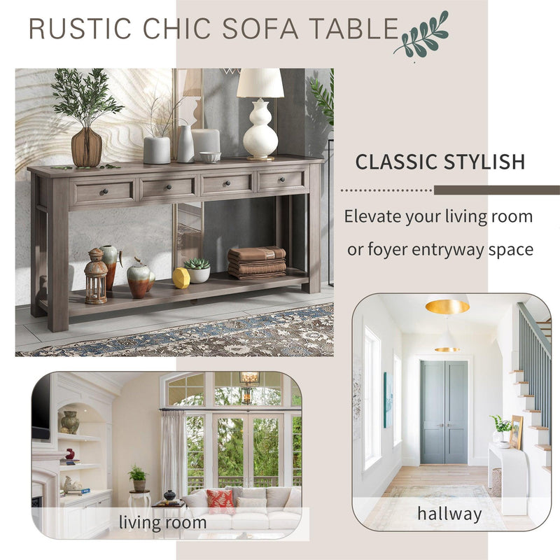 Console Table/Sofa Table withStorage Drawers and Bottom Shelf for Entryway Hallway (Gray Wash) - Urban Living Furniture (Los Angeles, CA)