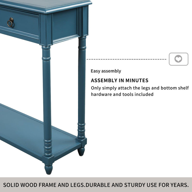 Console Table Sofa Table with Drawers for Entryway with Projecting Drawers and Long Shelf (Antique Navy) - Urban Living Furniture (Los Angeles, CA)