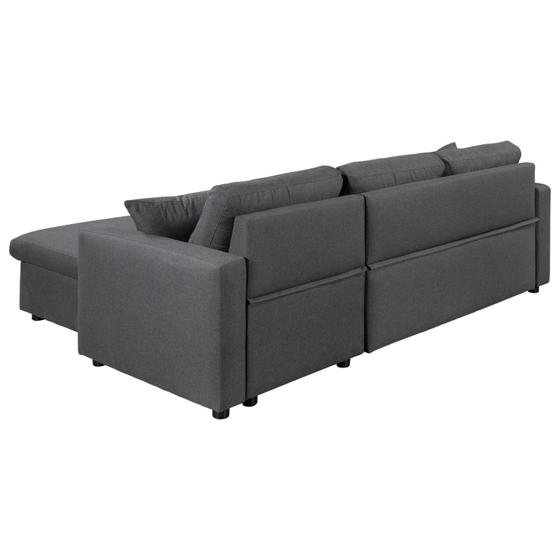 Upholstery  Sleeper Sectional Sofa Grey withStorage Space, 2 Tossing Cushions - Urban Living Furniture (Los Angeles, CA)