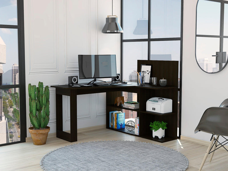 Fairfield 4-Shelf L-Shaped Computer Desk Black Wengue - Urban Living Furniture (Los Angeles, CA)