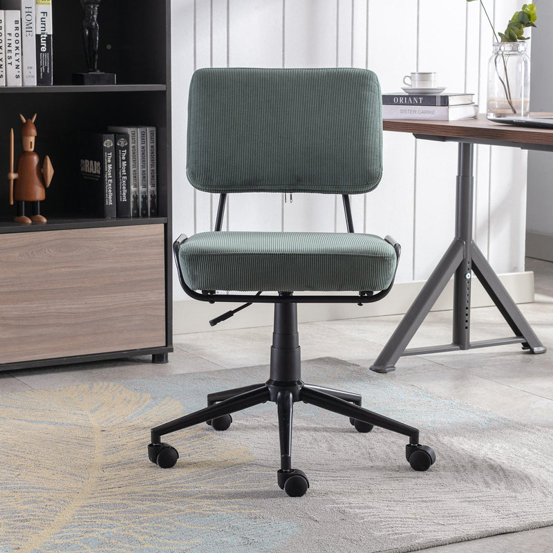 Corduroy Desk Chair Task Chair Home Office Chair Adjustable Height, Swivel Rolling Chair with Wheels for Adults Teens Bedroom Study Room,Green - Urban Living Furniture (Los Angeles, CA)