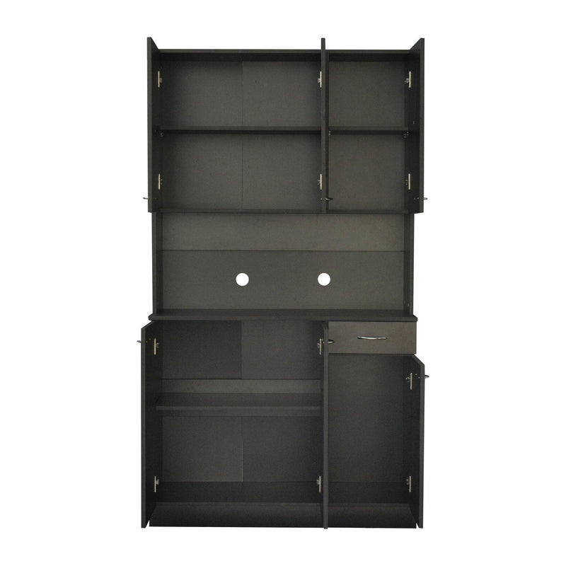 70.87" Tall Wardrobe& Kitchen Cabinet, with 6-Doors, 1-Open Shelves and 1-Drawer for bedroom,Black