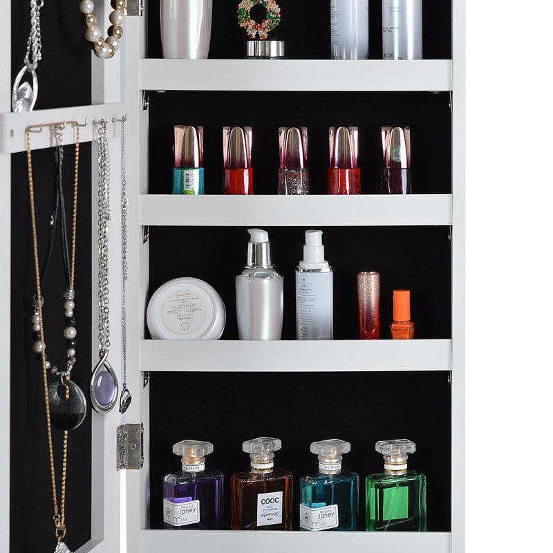 Full Mirror Fashion Simple JewelryStorage Cabinet  With Led Light  Can Be Hung On The Door Or Wall