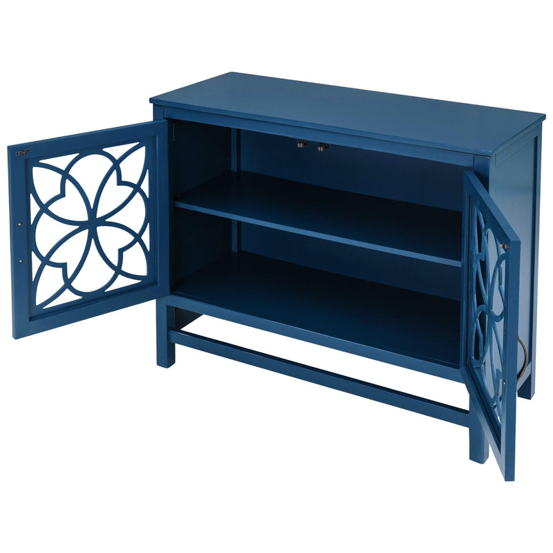 WoodStorage Cabinet with Doors and Adjustable Shelf, Entryway Kitchen Dining Room, Navy Blue - Urban Living Furniture (Los Angeles, CA)