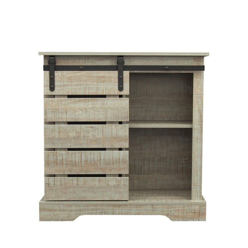 Side Cabinet Buffet Sideboard with Sliding Barn Door and Interior Shelves, Gray - Urban Living Furniture (Los Angeles, CA)