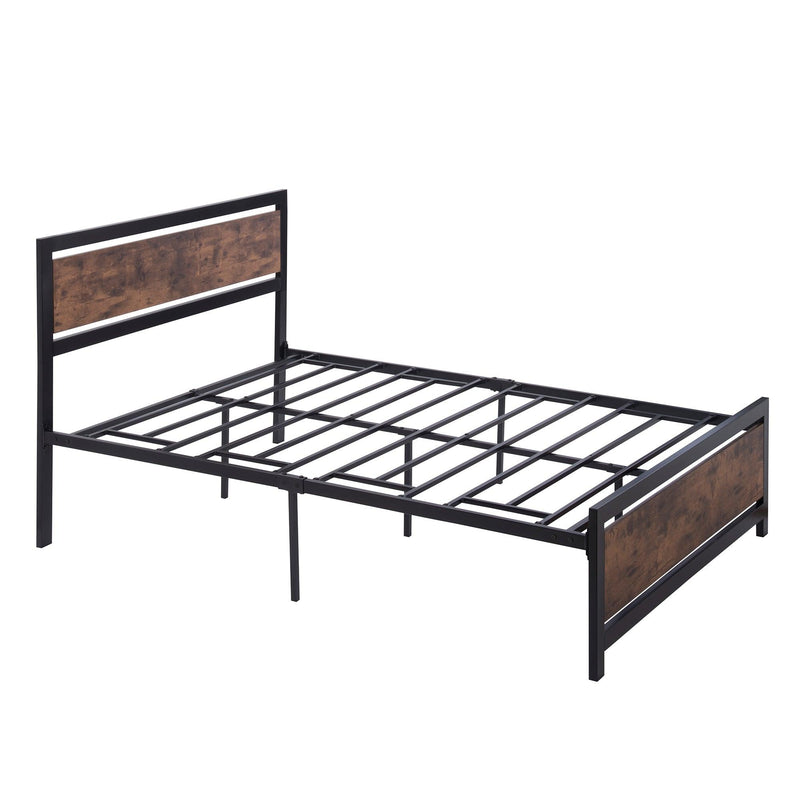 Metal and Wood Bed Frame with Headboard and Footboard ,Full Size Platform Bed ,No Box Spring Needed, Easy to Assemble(BLACK) - Urban Living Furniture (Los Angeles, CA)