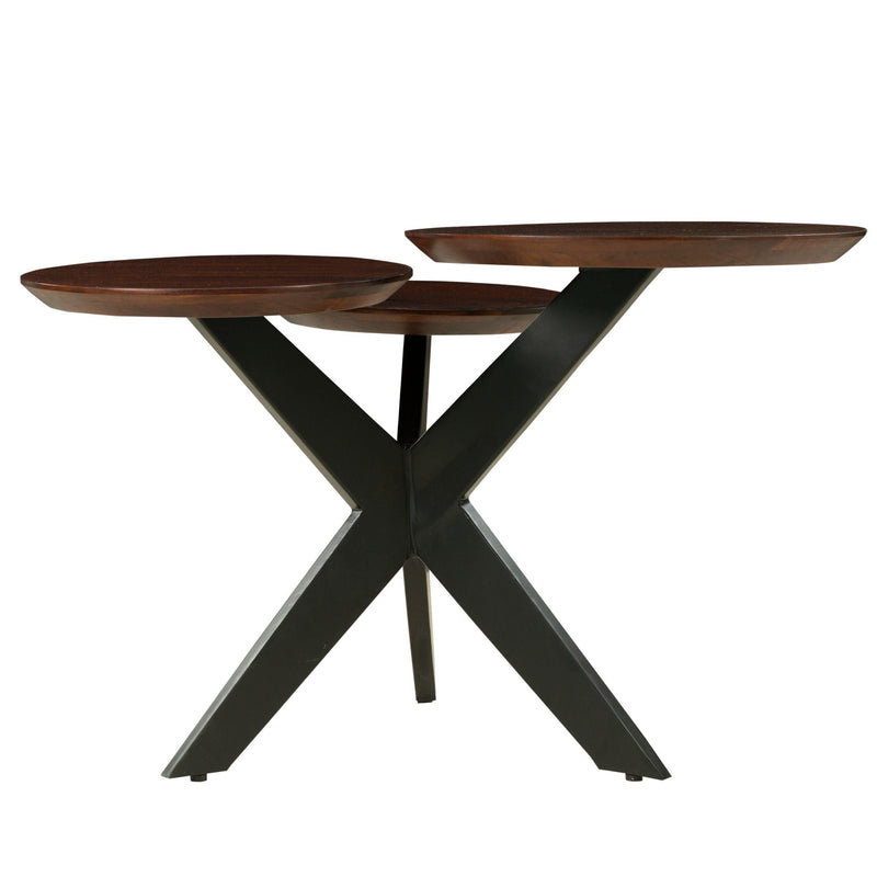 Modern Coffee Table with 3 Tier Wooden Top and Boomerang Legs, Brown and Black - Urban Living Furniture (Los Angeles, CA)