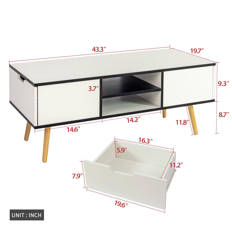 COFFEE TABLE,computer table,  white color,solid wood legs support, bigStorage space,for Dining Room, Kitchen, Small Spaces,Wooden legs and white - Urban Living Furniture (Los Angeles, CA)