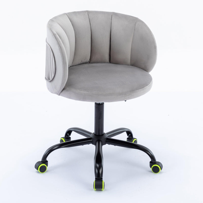 Zen Zone Velvet Leisure office chair, suitable for study and office, can adjust the height, can rotate 360 degrees, with pulley，Grey
