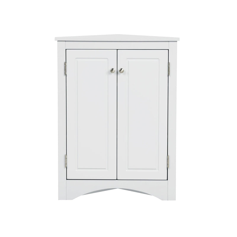 White Triangle BathroomStorage Cabinet with Adjustable Shelves, Freestanding Floor Cabinet for Home Kitchen - Urban Living Furniture (Los Angeles, CA)