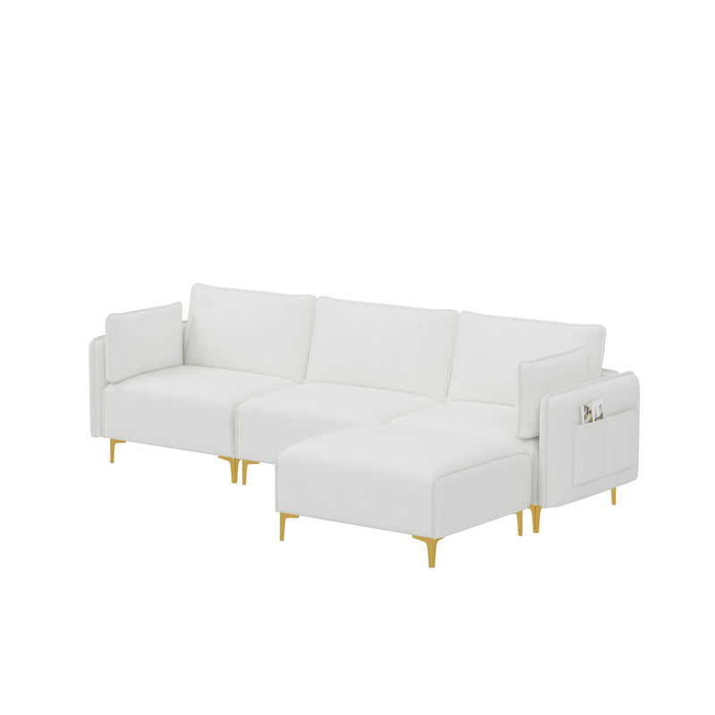 L Shape Sectional Sofa with USB Beige Fabric - Urban Living Furniture (Los Angeles, CA)