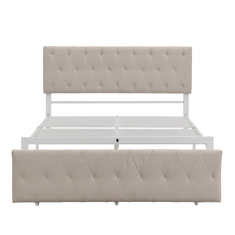 Full SizeStorage Bed Metal Platform Bed with a Big Drawer - Beige - Urban Living Furniture (Los Angeles, CA)