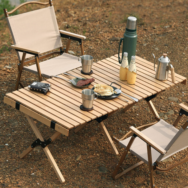 Outdoor folding chair fishing chair Kermit camping beach chair wood grain chair garden chair (color: beige) - Urban Living Furniture (Los Angeles, CA)