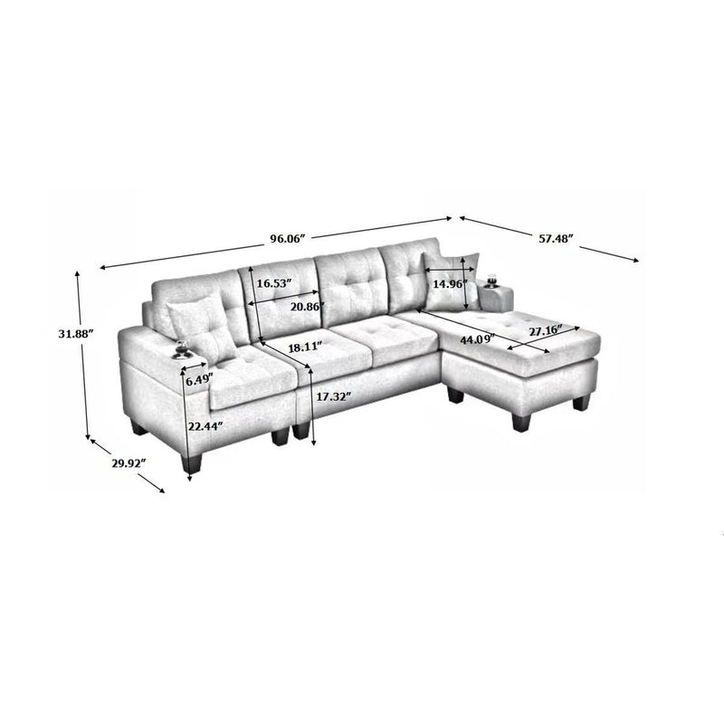 right sectional sofa with footrest, convertible corner sofa with armrestStorage, living room and apartment sectional sofa, right chaise longue and grey - Urban Living Furniture (Los Angeles, CA)