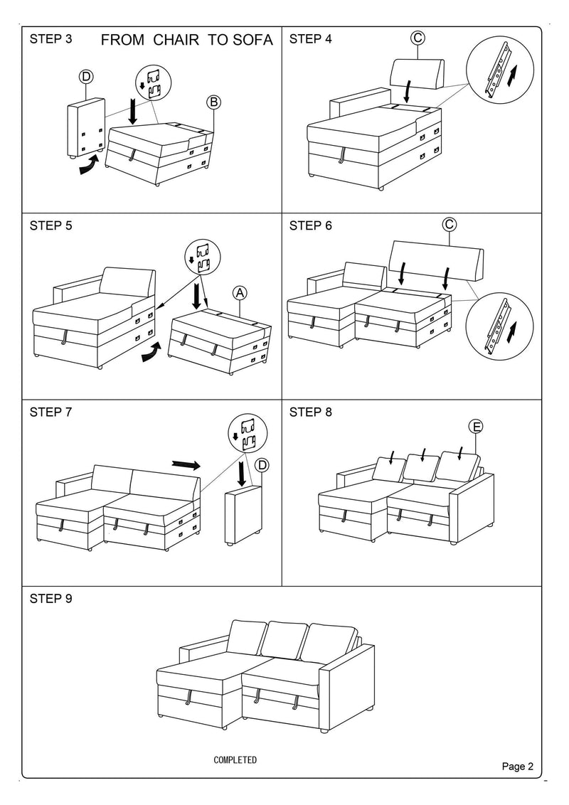 Convertible Sectional Sofa Ash Black Pull out Bed CouchStorage Chaise Reversible Sectionals Living Room Furniture Lounge - Urban Living Furniture (Los Angeles, CA)