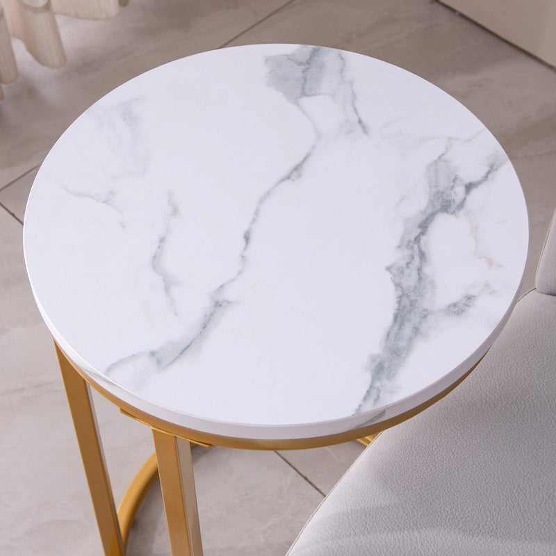 Modern C-shaped end/side table,Golden metal frame with round marble color top-15.75” - Urban Living Furniture (Los Angeles, CA)