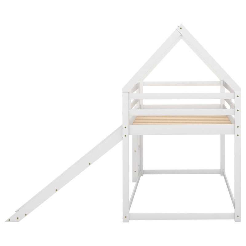 Twin Size Bunk House Bed with Slide and Ladder,White - Urban Living Furniture (Los Angeles, CA)