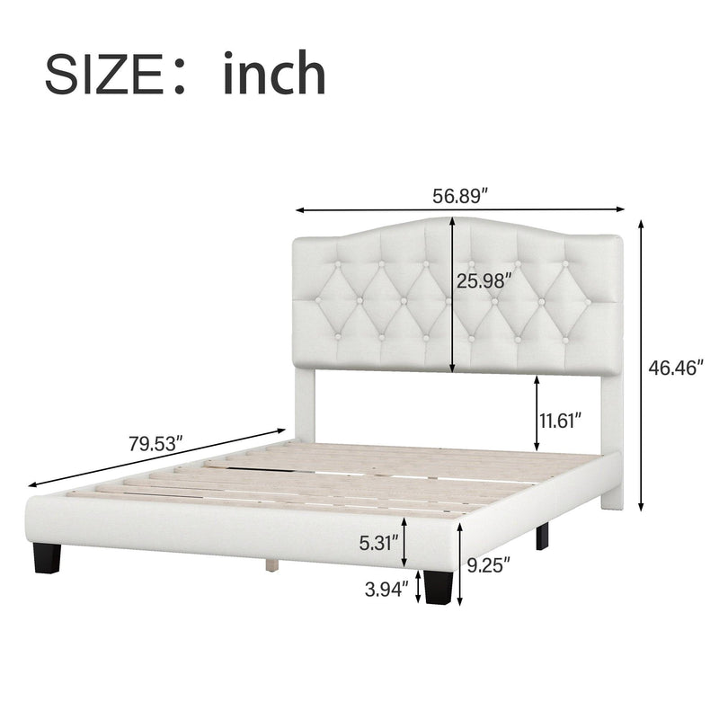 Elegant 3 Pieces Bedroom Set Full Upholstered Curved Tufted Linen Platform Bed Frame with Mirrored Silver Finished Nightstand and Dresser