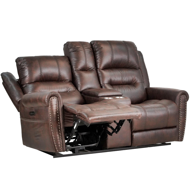 Leather Gel Brown 71" Width Power Reclining  Console Loveseat With Power Headrest ( Sofa ) - Urban Living Furniture (Los Angeles, CA)