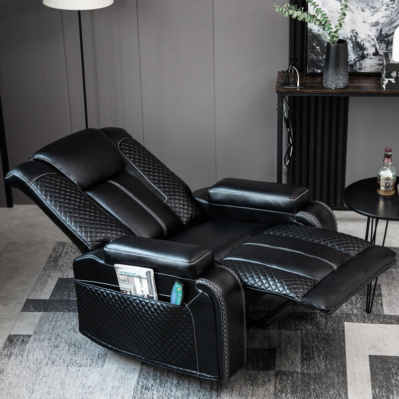 Living Room Faux Leather Heated Theater Recliner Sofa with Massage Reclining Individual Seat - Urban Living Furniture (Los Angeles, CA)