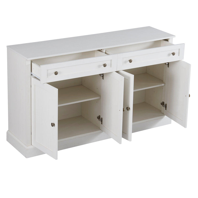 Kitchen SideboardStorage Buffet Cabinet with 2 Drawers & 4 Doors Adjustable Shelves for Dining Room, Living Room (Antique White)
