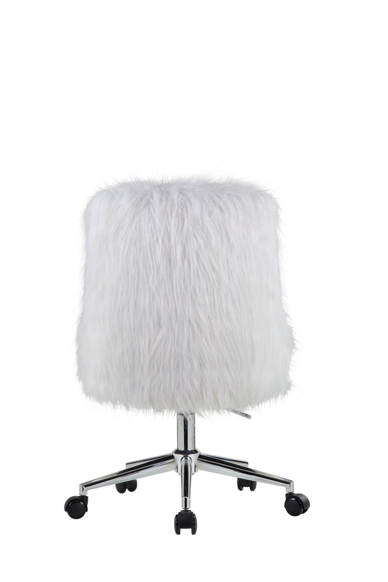 ACME Arundell II Office Chair in White Faux Fur & Chrome Finish OF00122 - Urban Living Furniture (Los Angeles, CA)