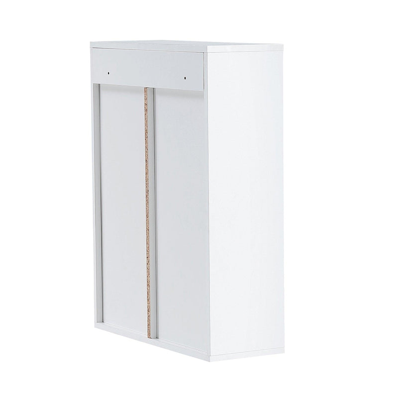 Wood wall-mountedStorage cabinet, 5-layer toilet bathroomStorage cabinet, multifunctional cabinet with adjustable door, white - Urban Living Furniture (Los Angeles, CA)